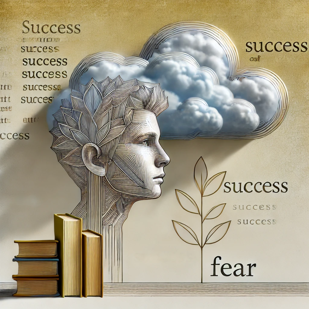 A drawing of a boy on books and hoping for success