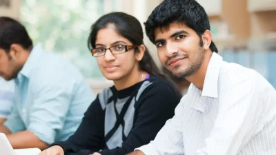 Young students looking with hope
