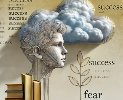 A drawing of a boy on books and hoping for success